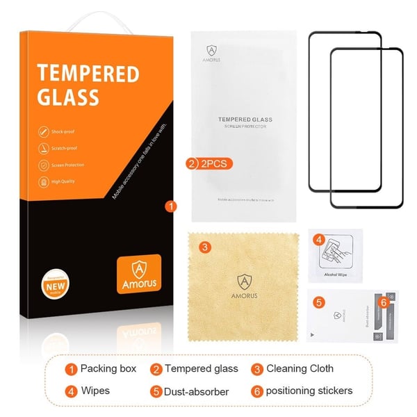 2 pcs AMORUS extra strong glass screen protector for Motorola Moto G32