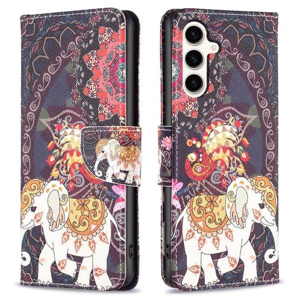 Wonderland Samsung Galaxy S23 Fe Flip Etui - Blomst og Elefant Wonderland Samsung Galaxy S23 Fe Flip Etui - Blomst og Elefant