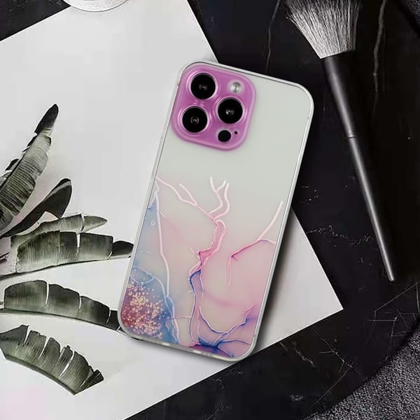 Marmor etui til iPhone 15 Pro - Lyserød