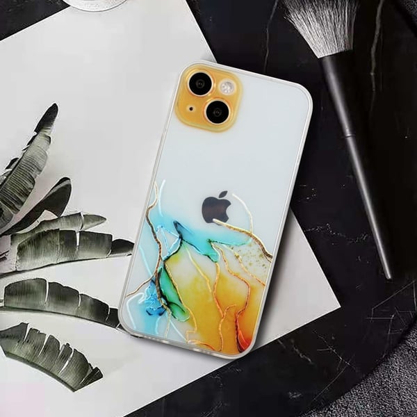 Marble iPhone 15 Plus Etui - Gul