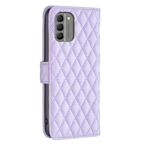 Rombuskuvioinen matta läppäkotelo Nokia G310 - Violetti