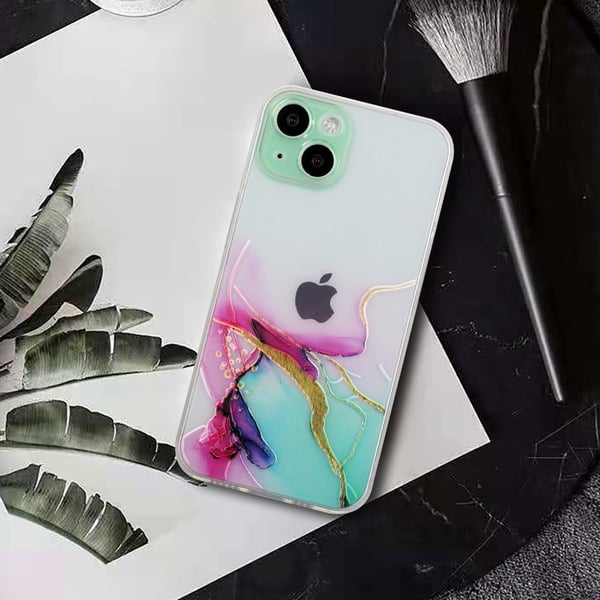 Marble iPhone 15 Plus Etui - Grønn