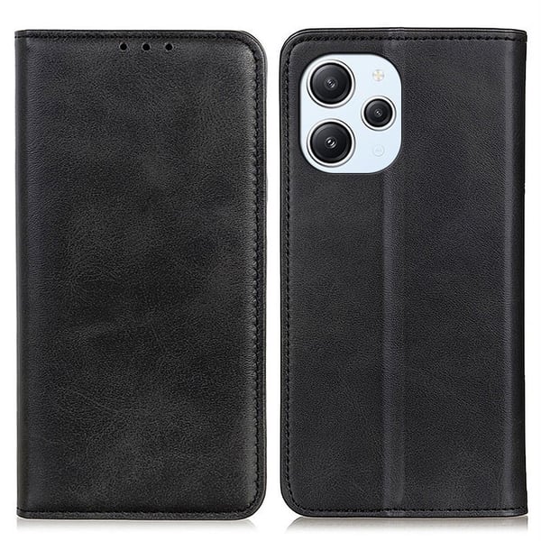 Flip Etui med Pung i Ekte Lær til Xiaomi Redmi 12 - Svart