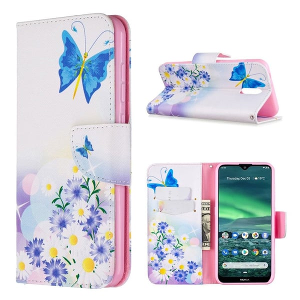 Wonderland Nokia 2.3 flip-etui - Blå Sommerfugler