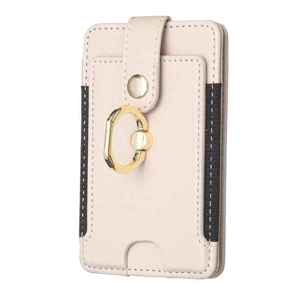 Universal kortholder i lær med fingerring - Beige Universal kortholder i lær med fingerring - Beige