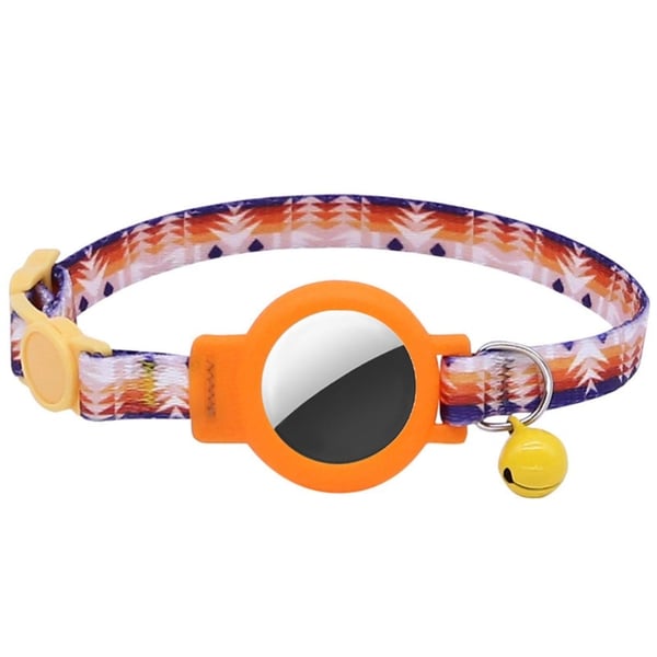 Nylonhalsband för husdjur och klockförsett silikonhölje för AirTags - Orange Landskap