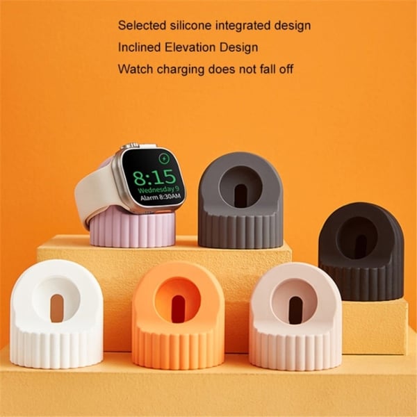 Ladestasjon i silikon i bølgestil for Apple Watch - Oransje