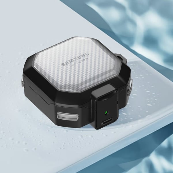 Samsung Galaxy Buds2 Pro / Buds2 / Buds Pro / Live karbonfiberdeksel med lås - Svart Lilla