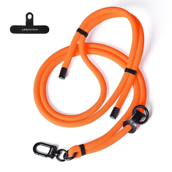 160 cm skulderrem til telefon med patch - Ensfarvet Mørk Orange