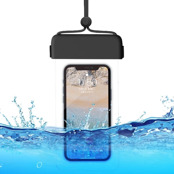Universal IPX8 waterproof simple pouch for 7 inch phones - Black