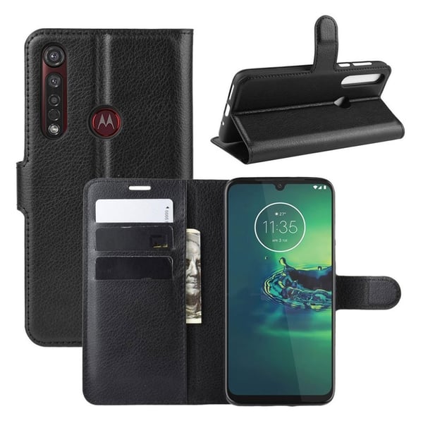 Classic Motorola Moto G8 Plus flip kuoret - Musta