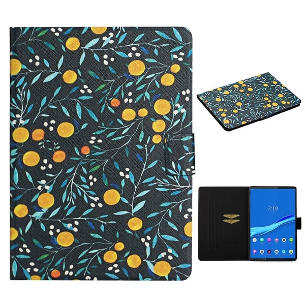 Lenovo Tab M10 FHD REL kukkakuvio nahkainen läppäkotelo - Oranssi