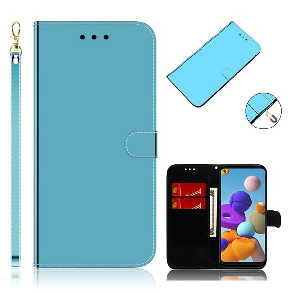 Mirror Samsung Galaxy A21s flip case - Sininen Mirror Samsung Galaxy A21s flip case - Sininen