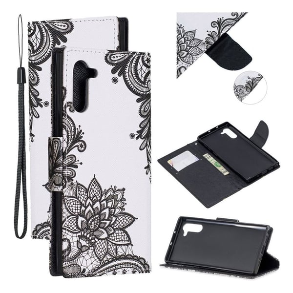 Wonderland  Samsung Galaxy Note 10 flip kotelot - Musta Kukka