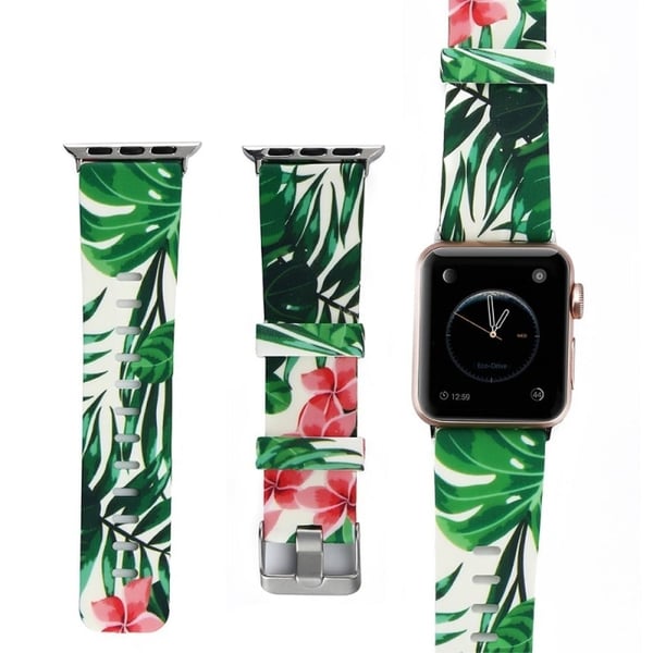 Apple Watch Series 3/2/1 38mm silikonarmband med mönster och fodral - Röd Blomma Och Röd Blomma