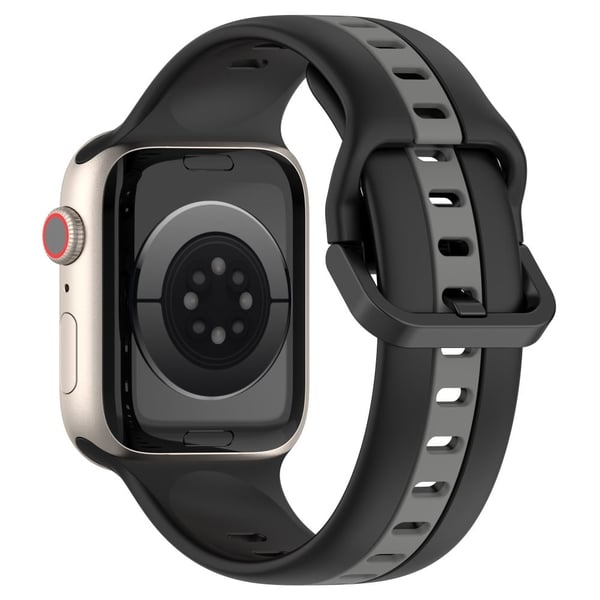 Dobbeltfarvet silikonerem til Apple Watch Series 8 (45mm) / Watch Ultra - Sort / Grå Dobbeltfarvet silikonerem til Apple Watch Series 8 (45mm) / Watch Ultra - Sort / Grå