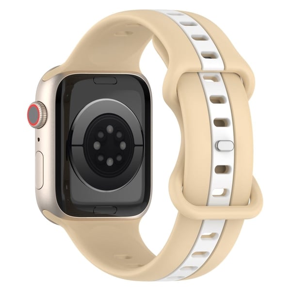 Apple Watch Series 8 (41 mm) silikonrem i to farger - Khaki / Hvit