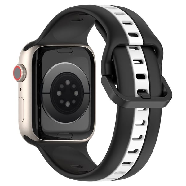 Kaksivärinen silikoniranneke Apple Watch Series 8 (45mm) / Watch Ultra - Musta / Valkoinen