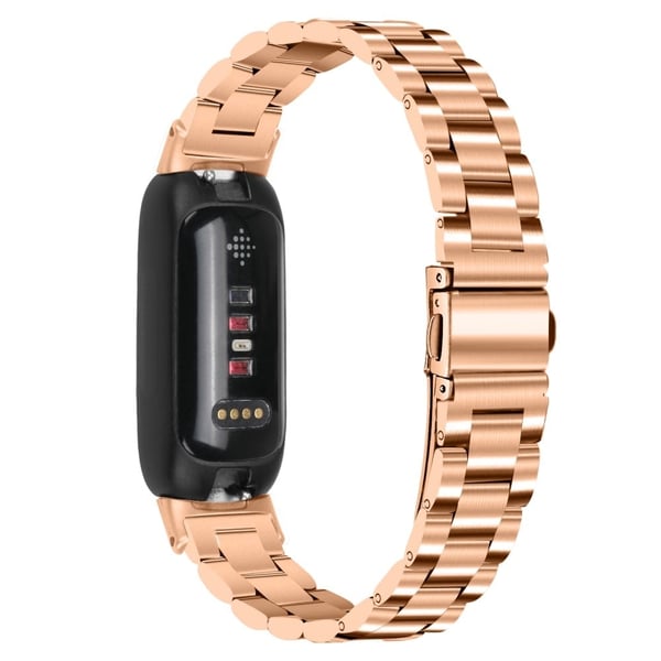 Fitbit Inspire 3 rustfritt stålrem i perlestil - Rose Gull