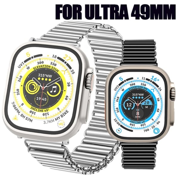 Apple Watch Series 8 (45 mm) / Watch Ultra rustfritt stålreim i hul kjedestil - Rose Gull