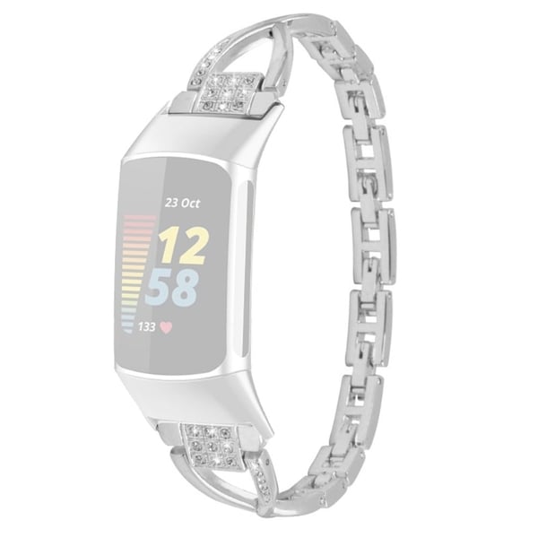 Krydsdesignet metalrem med rhinestone-dekor til Fitbit Charge 2 - Sølv Krydsdesignet metalrem med rhinestone-dekor til Fitbit Charge 2 - Sølv