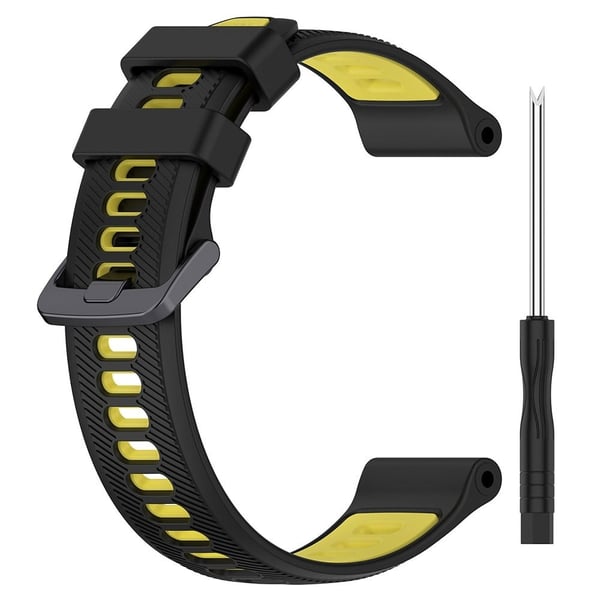 22 mm Garmin / Coros / Amazfit dobbeltfarvet silikonestrop - Sort / Gul