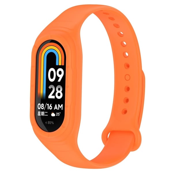 Xiaomi Smart Band 8 silikonerem med integreret cover - Orange Xiaomi Smart Band 8 silikonerem med integreret cover - Orange