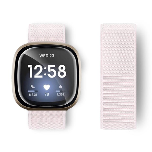 Fitbit Sense 2 / Versa 4 nylonrem - Perle Rosa