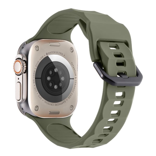 Apple Watch Series 8 (45mm) / Watch Ultra wave surface style silikonerem - Midnatsgrøn Apple Watch Series 8 (45mm) / Watch Ultra wave surface style silikonerem - Midnatsgrøn
