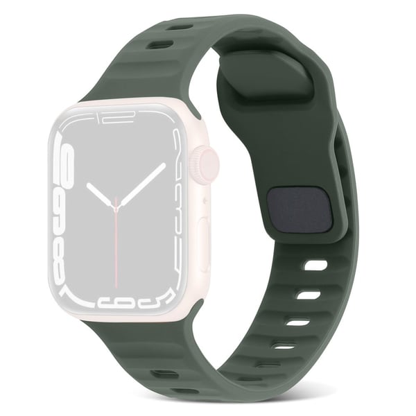 Apple Watch Series 8 (45 mm) / Watch Ultra silikonrem med firkantet spenne - Militærgrønn