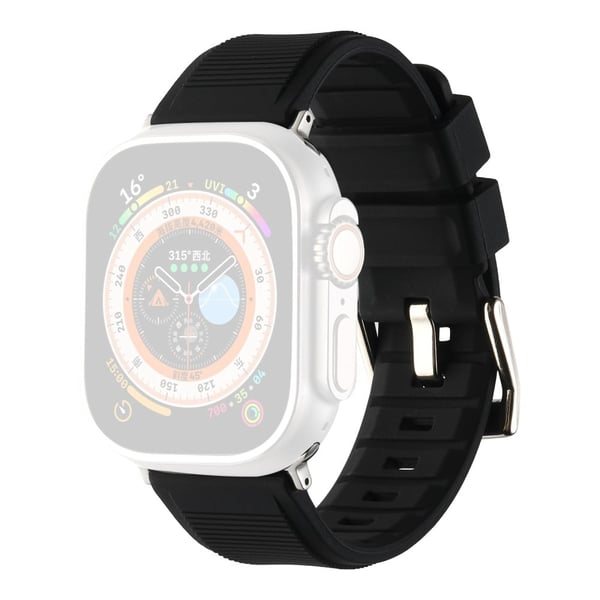 Apple Watch Series 8 (45 mm) / Watch Ultra silikonrem i stripet overflatestil - Svart