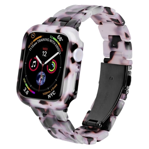 Apple Watch Series 8 (45 mm) harpiksrem med deksel - Rød Rosa Blomst