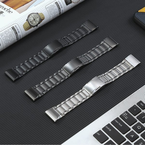 22 mm 5 perlerem i titanstål til Amazfit / Garmin / Coros-klokke - Svart