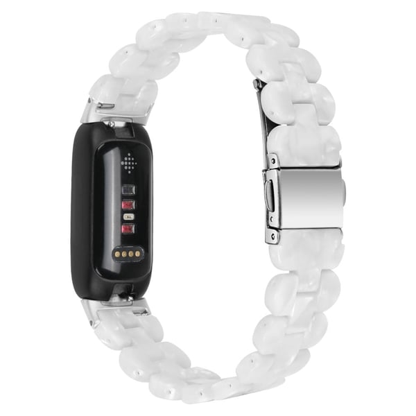 Fitbit Inspire 3 oval harpiksrem i rustfritt stål - Skinnende Hvit