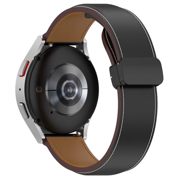 22 mm ægte læderrem til Huawei og Samsung-ur - Sort