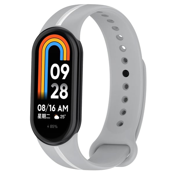 Xiaomi Smart Band 8 silikon bi-farget stropp - Grå / Hvit