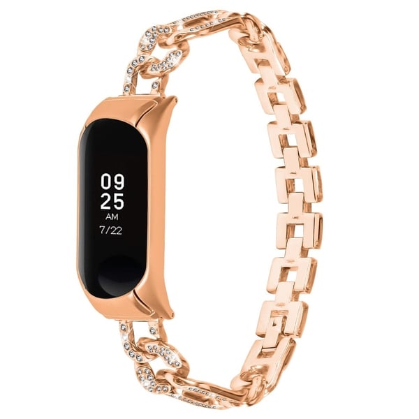 Xiaomi Smart Band 8 rhinestone dekor metallrem - Rose Gull
