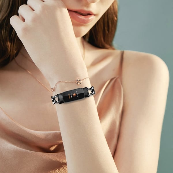 Fitbit Luxe sinkmetallrem med rhinestone-dekor - Svart