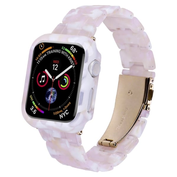 Resin-stil med integrert deksel for Apple Watch SE 2022 (40 mm) / SE / 6 / 5 / 4 - Rosa Blomst