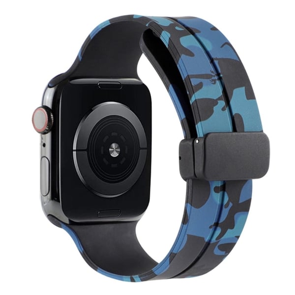 Apple Watch Series 8 (41 mm) silikonrem i skjult camo-stil - Blå