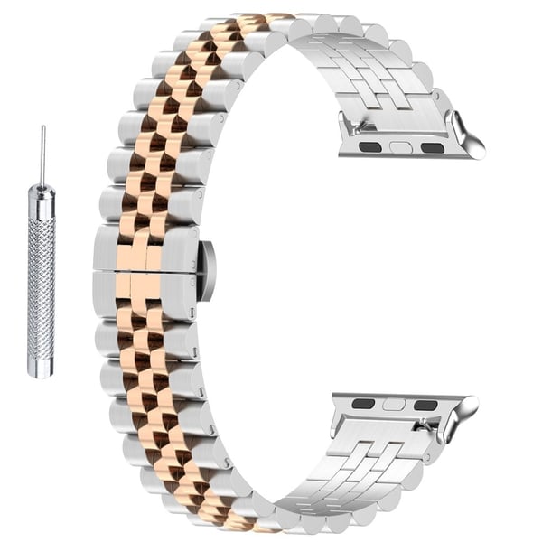 Apple Watch Series 8 (45mm) / Watch Ultra armband i rostfritt stål med verktyg - Silver / Guld