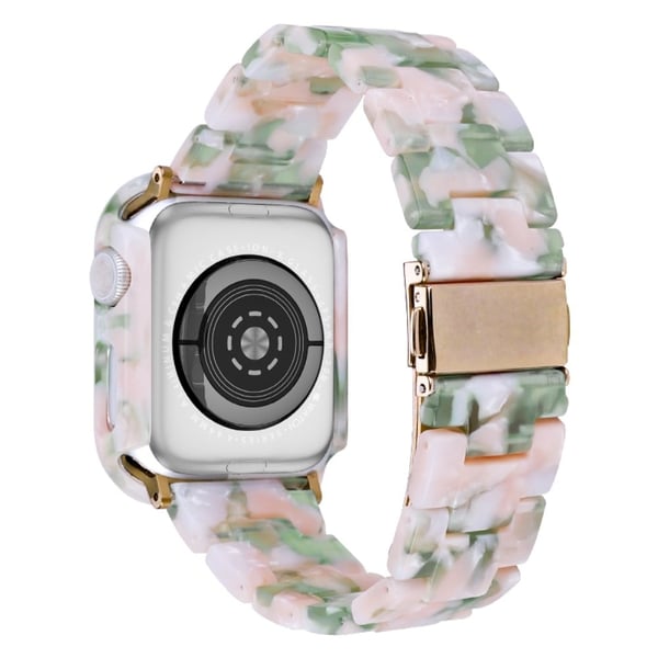 Apple Watch SE 2022 (44 mm) / SE / 6 / 5 / 4 harpiksrem med deksel - Rosa Grønn