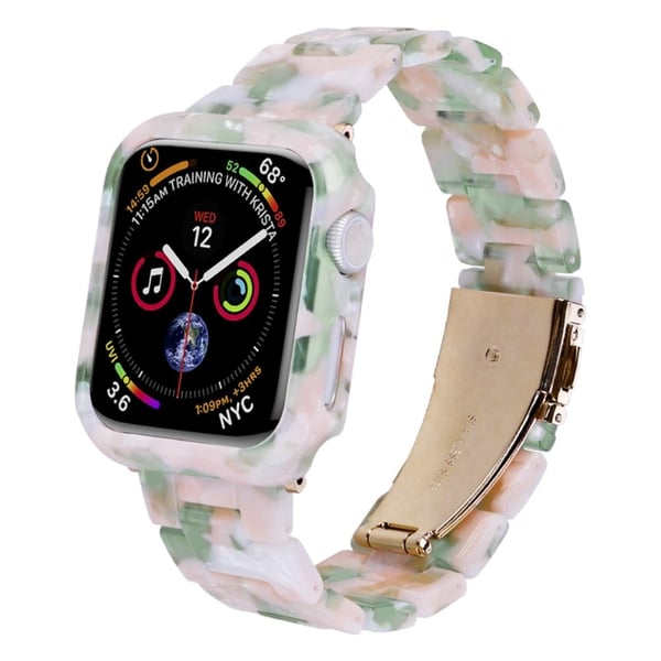 Apple Watch SE 2022 (44 mm) / SE / 6 / 5 / 4 harpiksrem med deksel - Rosa Grønn
