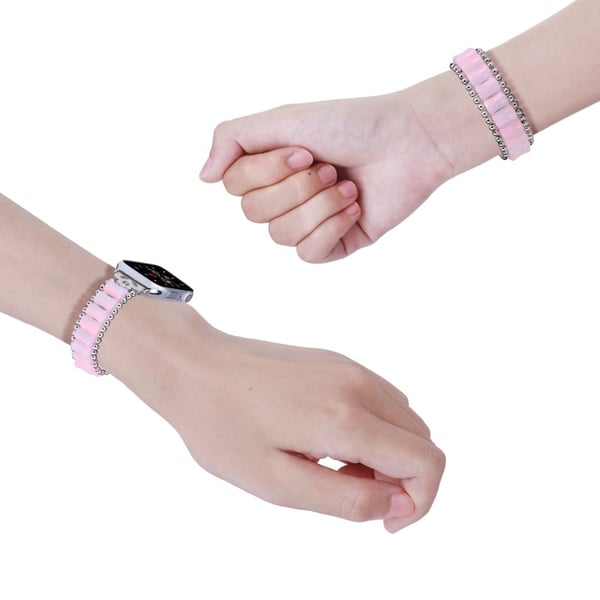 Apple Watch Series 8 (41 mm) harpiksrem i bambusstil - Sølv / Rosa