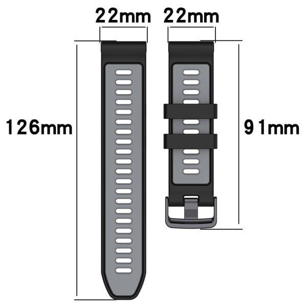 22 mm Garmin / Coros / Amazfit silikonrem i to farger - Hvit / Svart