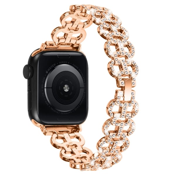 Apple Watch Series 8 (45 mm) / Watch Ultra legeringsrem med rhinestone-dekor - Rose Gull