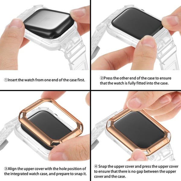 Apple Watch Series 8 (41 mm) rem med deksel - Rose Gull / Gjennomsiktig