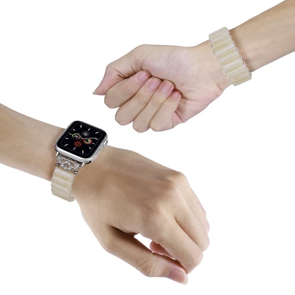 Apple Watch Series 8 (45 mm) / Watch Ultra harpiksrørrem i perlestil - Jade Hvit