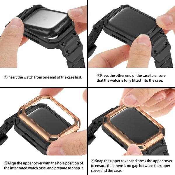 Apple Watch Series 8 (45mm) hihna ja suojus - Ruusukulta / Musta