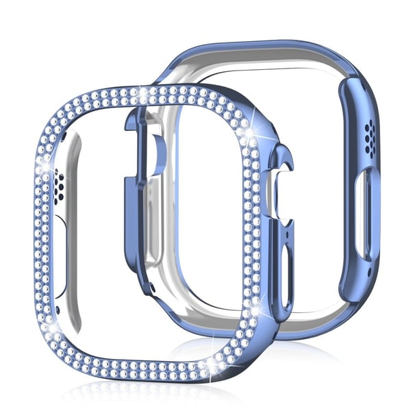 Apple Watch Ultra-dekordeksel med to rader med rhinestone - Blå